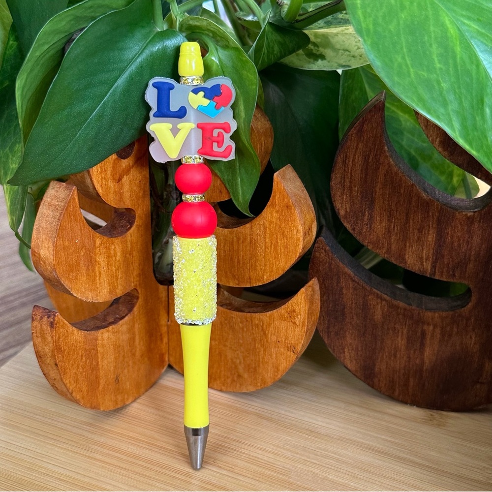 Autism Awareness Pen 🧩 Handmade Silicone Beads + Extra Ink Refill‎